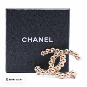 CHANEL Gold-Tone Beaded CC Brooch